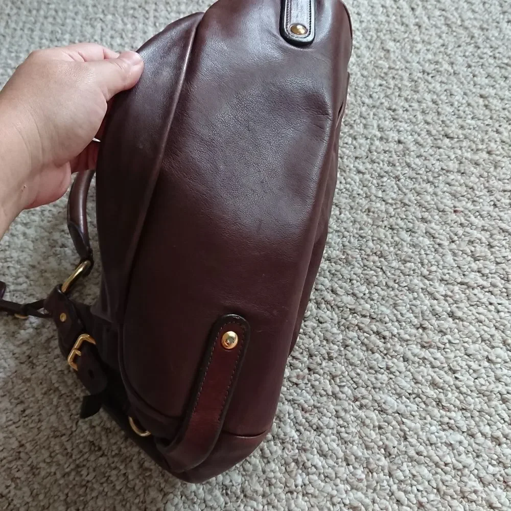 PRADA coffee brown calfskin Hobo Bag